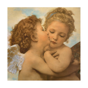 Impression Sur Bois First Kiss (détail d'ange) par Bouguereau