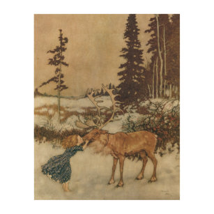 Impression Sur Bois Gerda vintage et le renne par Edmund Dulac