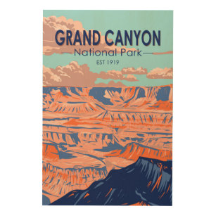 Impression Sur Bois Grand Canyon National Park Arizona Vintage