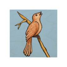 Illustration d'oiseau de rossignol sur le bleu