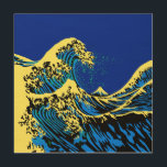 Impression Sur Bois La grande vague Hokusai en bleu pop<br><div class="desc">Un design personnalisé inspiré de la Grande Vague de Kanagawa peint par l'artiste japonais Hokusai. Il est rendu dans un style pop art bleu et jaune éclatant. Ça a l'air bon, une idée de cadeau pour la peau de l'appareil. Utilisez le lien "Demandez à ce concepteur" pour nous contacter avec...</div>