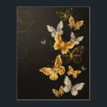 Impression Sur Bois Papillons blancs et dorés<br><div class="desc">Or,  bijoux et papillons blancs sur arrière - plan noir. Papillon doré.</div>