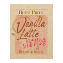 Réception du chèque client Vanilla Latte café lait