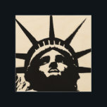 Impression Sur Bois Statue d'Art Pop Blanc Noir de Liberty en toile de<br><div class="desc">Annonces de voyage rétro - New York Symbole bâtiments Images et peintures numériques</div>
