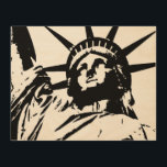Impression Sur Bois Statue d'Art Pop Blanc Noir de Liberty en toile de<br><div class="desc">Annonces de voyage rétro - New York Symbole bâtiments Images et peintures numériques</div>