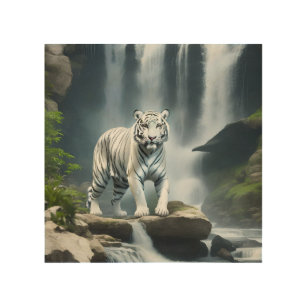 Impression Sur Bois Tigre blanc du Bengale dans la nature