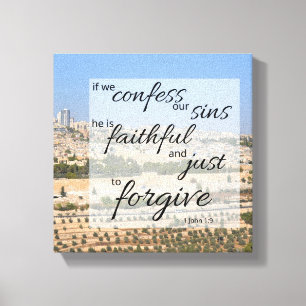 Impression sur toile 1 Jean 1:9 Il pardonne les