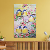 Impression sur toile à l'aquarelle Beaux moineaux (Insitu(Salon))
