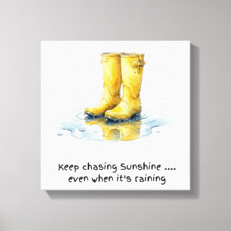 Impression sur toile à l'aquarelle de bottes jaune