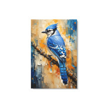 Impression sur toile abstraite de Geai bleu majest
