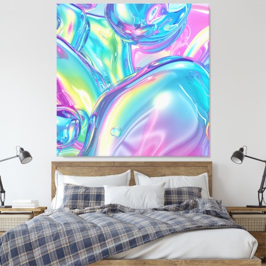 Impression sur toile abstraite en chrome liquide é (Insitu(Chambre))