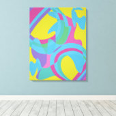 Impression sur toile abstraite jaune et turquoise (Insitu (Plancher de Bois))