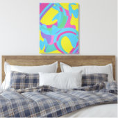 Impression sur toile abstraite jaune et turquoise (Insitu(Chambre))