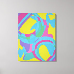 Impression sur toile abstraite jaune et turquoise