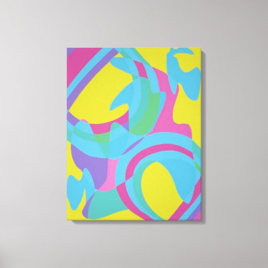 Impression sur toile abstraite jaune et turquoise (Recto)