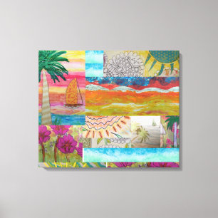 Impression sur toile abstraite tropicale étirée