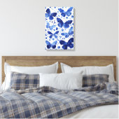 Impression sur toile Aquarelle Papillons Bleu Indi (Insitu(Chambre))