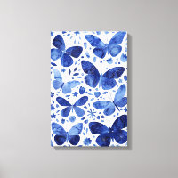 Impression sur toile Aquarelle Papillons Bleu Indi