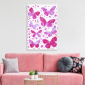 Impression sur toile aquarelle papillons rose mage (Insitu(Salon))