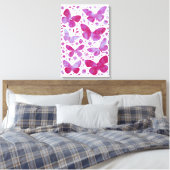Impression sur toile aquarelle papillons rose mage (Insitu(Chambre))