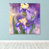 Impression sur toile avec fleurs d'iris (Insitu (Plancher de Bois))