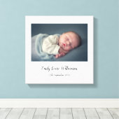 Impression sur toile avec nom de bébé en écriture (Insitu (Plancher de Bois))