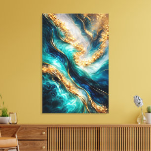 Impression sur toile avec tourbillons de marbre tu