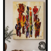 Impression sur toile beige d'un couple ethnique ab