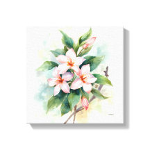 Impression sur toile botanique florale rose aquar