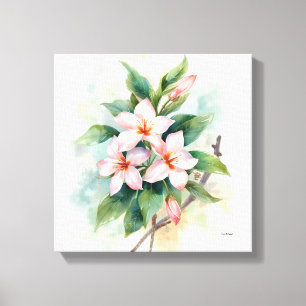 Impression sur toile botanique florale rose aquar