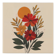 Impression sur toile botanique moderne du milieu d