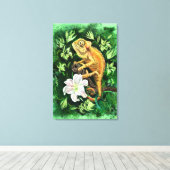 Impression sur toile Caméléon dans les feuilles (Insitu (Plancher de Bois))