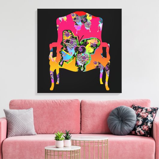 Impression sur toile Chaise Papillons (Insitu(Salon))