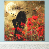Impression sur toile Champ de coquelicots la nuit (Insitu (Plancher de Bois))