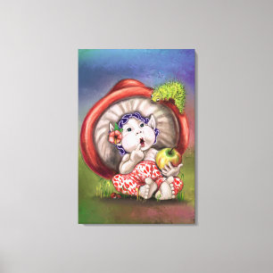 Impression sur toile Champignon bébé et Chenille