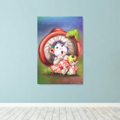 Impression sur toile Champignon bébé et Chenille (Insitu (Plancher de Bois))