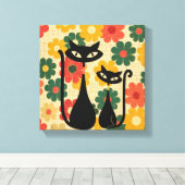 Impression sur toile Chats noirs rétro Moderne du (Insitu (Plancher de Bois))