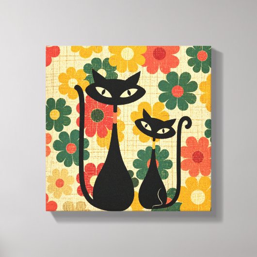 Impression sur toile Chats noirs rétro Moderne du (Recto)