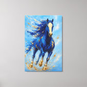 Impression sur toile Cheval Or Bleu Royal (Recto)