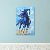 Impression sur toile Cheval Or Bleu Royal (Insitu (Plancher de Bois))