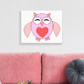 Impression sur toile Chouette à coeur rose (Insitu(Salon))
