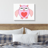 Impression sur toile Chouette à coeur rose (Insitu(Chambre))