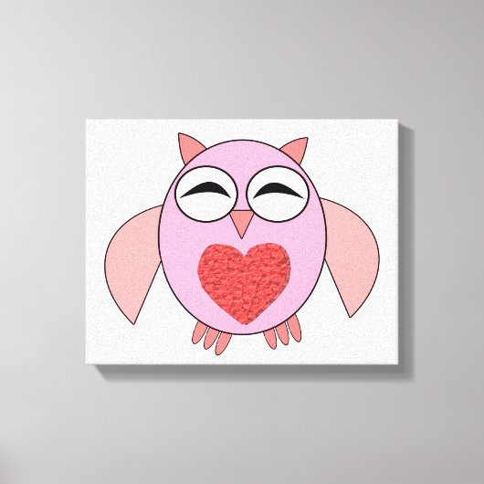 Impression sur toile Chouette à coeur rose (Recto)