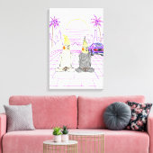 "Impression sur toile Cockatiels Vaporwave Coucher (Insitu(Salon))