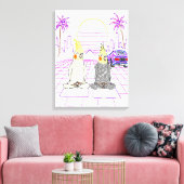 "Impression sur toile Cockatiels Vaporwave Coucher (Insitu(Salon))