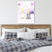 "Impression sur toile Cockatiels Vaporwave Coucher (Insitu(Chambre))