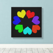 Impression sur toile Cœurs d'amour arc-en-ciel flo (Insitu (Plancher de Bois))