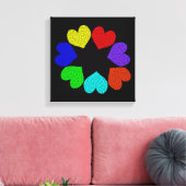 Impression sur toile Cœurs d'amour arc-en-ciel flo (Insitu(Salon))