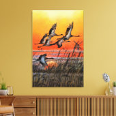 Impression sur toile Coucher de soleil avec oiseau (Insitu(Salon))