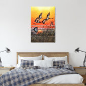 Impression sur toile Coucher de soleil avec oiseau (Insitu(Chambre))